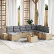 vidaXL Trädgårdsoffset 9 pcs Beige, ljusgrå