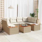 vidaXL Trädgårdsoffset med kudde med lagring 6 pcs Beige Poly rattan