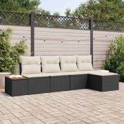 vidaXL Trädgårdsoffset 5 pcs Svart och gräddvit 184 x 62 x 85 cm