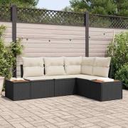 vidaXL Trädgårdsoffset 4 pcs Svart och gräddvit 209 x 154 x 85 cm
