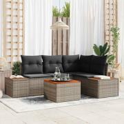 vidaXL Trädgårdsoffset 5 pcs Grå 209 x 154 x 85 cm Poly rattan
