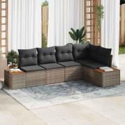 vidaXL Trädgårdsoffset 5 pcs Grå 264 x 154 x 85 cm Poly rattan