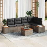 vidaXL Trädgårdsoffset 6 pcs Grå 264 x 154 x 85 cm Poly rattan