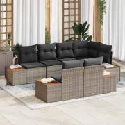 vidaXL Trädgårdsoffset 7 pcs Grå 264 x 154 x 85 cm Poly rattan