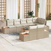 vidaXL Trädgårdsoffset 9 pcs beige och gräddvit 319 x 154 x 85 cm