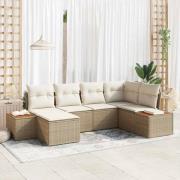 vidaXL Trädgårdsoffset 6 pcs beige och gräddvit 264 x 154 x 85 cm