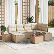 vidaXL Trädgårdsoffset 7 pcs beige och gräddvit 264 x 154 x 85 cm