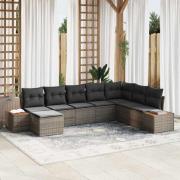 vidaXL Trädgårdsoffset 8 pcs Grå 319 x 209 x 85 cm Poly rattan