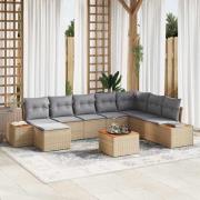 vidaXL Trädgårdsoffset 9 pcs beige och ljusgrå 319 x 209 x 85 cm