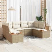 vidaXL Trädgårdsoffset 6 pcs beige och gräddvit 234 x 154 x 85 cm