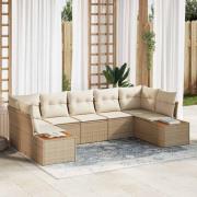 vidaXL Trädgårdsoffset 7 pcs beige och gräddvit 289 x 154 x 85 cm