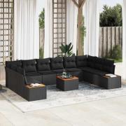 vidaXL Trädgårdsoffset 11 pcs Svart 344 x 209 x 85 cm Poly rattan