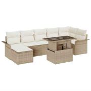 vidaXL Trädgårdsoffset med kudde med lagring 8 pcs Beige Poly rattan