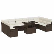 vidaXL Trädgårdsoffset 11 pcs Brun 100 x 55 x 73 cm Poly rattan