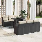 vidaXL Trädgårdsoffset 7 pcs Svart 100 x 55 x 73 cm Poly rattan