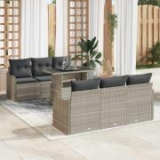 vidaXL Trädgårdsoffset 7 pcs Ljusgrå 100 x 55 x 73 cm Poly rattan