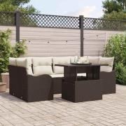 vidaXL Trädgårdsoffset 7 pcs Brun 234 x 122,5 x 85 cm Poly Rattan