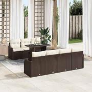 vidaXL Trädgårdsoffset Manuell 8 pcs Brun 100 x 55 x 73 cm Poly rattan