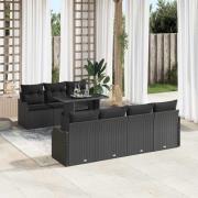 vidaXL Trädgårdsoffset 8 pcs Svart 100 x 55 x 73 cm Poly rattan