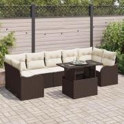 vidaXL Trädgårdsoffset 8 pcs Brun 100 x 55 x 73 cm Poly rattan