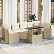 vidaXL Trädgårdsoffset 8 pcs Beige 100 x 55 x 73 cm Poly rattan