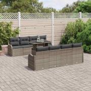 vidaXL Trädgårdsoffset 9 pcs Grå 100 x 55 x 73 cm Poly rattan