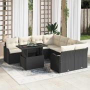 vidaXL Trädgårdsoffset 9 pcs Svart 100 x 55 x 73 cm Poly rattan