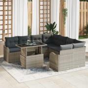 vidaXL Trädgårdsoffset 9 pcs Ljusgrå 100 x 55 x 73 cm Poly rattan