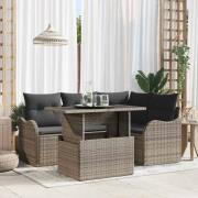 vidaXL Trädgårdsoffset Manuell 5 pcs Grå 100 x 55 x 73 cm Poly rattan