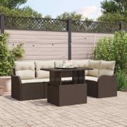 vidaXL Trädgårdsoffset 6 pcs Brun 100 x 55 x 73 cm Poly rattan