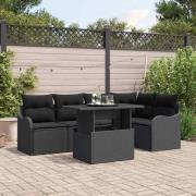 vidaXL Trädgårdsoffset 6 pcs Svart 100 x 55 x 73 cm Poly rattan