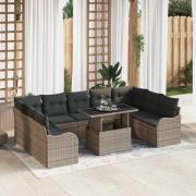 vidaXL Trädgårdsoffset 10 pcs Grå 100 x 55 x 73 cm Poly rattan