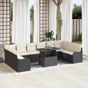 vidaXL Trädgårdsoffset 11 pcs Svart 100 x 55 x 73 cm Poly rattan