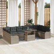 vidaXL Trädgårdsoffset 11 pcs Grå 100 x 55 x 73 cm Poly rattan