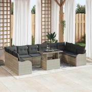 vidaXL Trädgårdsoffset 11 pcs Ljusgrå 100 x 55 x 73 cm Poly rattan
