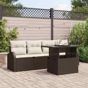 vidaXL Trädgårdsoffset Manuell 5 pcs Brun 100 x 55 x 73 cm Poly rattan