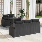 vidaXL Trädgårdsoffset 6 pcs Svart 100 x 55 x 73 cm Poly rattan