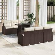 vidaXL Trädgårdsoffset 7 pcs Brun 100 x 55 x 73 cm Poly rattan