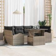 vidaXL Trädgårdsoffset 7 pcs Grå 100 x 55 x 73 cm Poly rattan