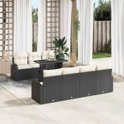 vidaXL Trädgårdsoffset 8 pcs Svart 100 x 55 x 73 cm Poly rattan
