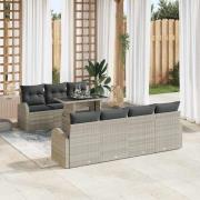 vidaXL Trädgårdsoffset 8 pcs Ljusgrå 100 x 55 x 73 cm Poly rattan