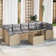 vidaXL Trädgårdsoffset 8 pcs Beige 100 x 55 x 73 cm Poly rattan