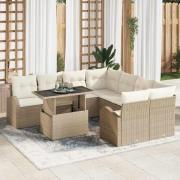 vidaXL Trädgårdsoffset 9 pcs Beige 100 x 55 x 73 cm Poly rattan