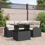 vidaXL Trädgårdsoffset 5 pcs Svart 100 x 55 x 73 cm Poly rattan