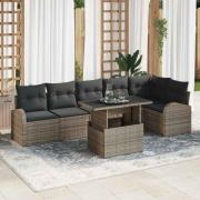 vidaXL Trädgårdsoffset Manuell 7 pcs Grå 100 x 55 x 73 cm Poly rattan