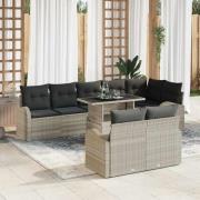 vidaXL Trädgårdsoffset med lagring 9 pcs Ljusgrå Poly rattan