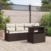 vidaXL Trädgårdsoffset med lagring 5 pcs Brun Poly rattan