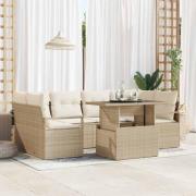 vidaXL Trädgårdsoffset med lagring 7 pcs Beige Poly rattan