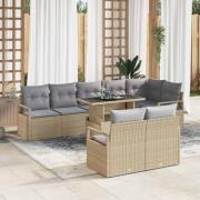 vidaXL Trädgårdsoffset med lagring 9 pcs Beige Poly rattan