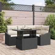 vidaXL Trädgårdsoffset med kudde 5 pcs Svart och kräm 100 x 55 x 73 cm